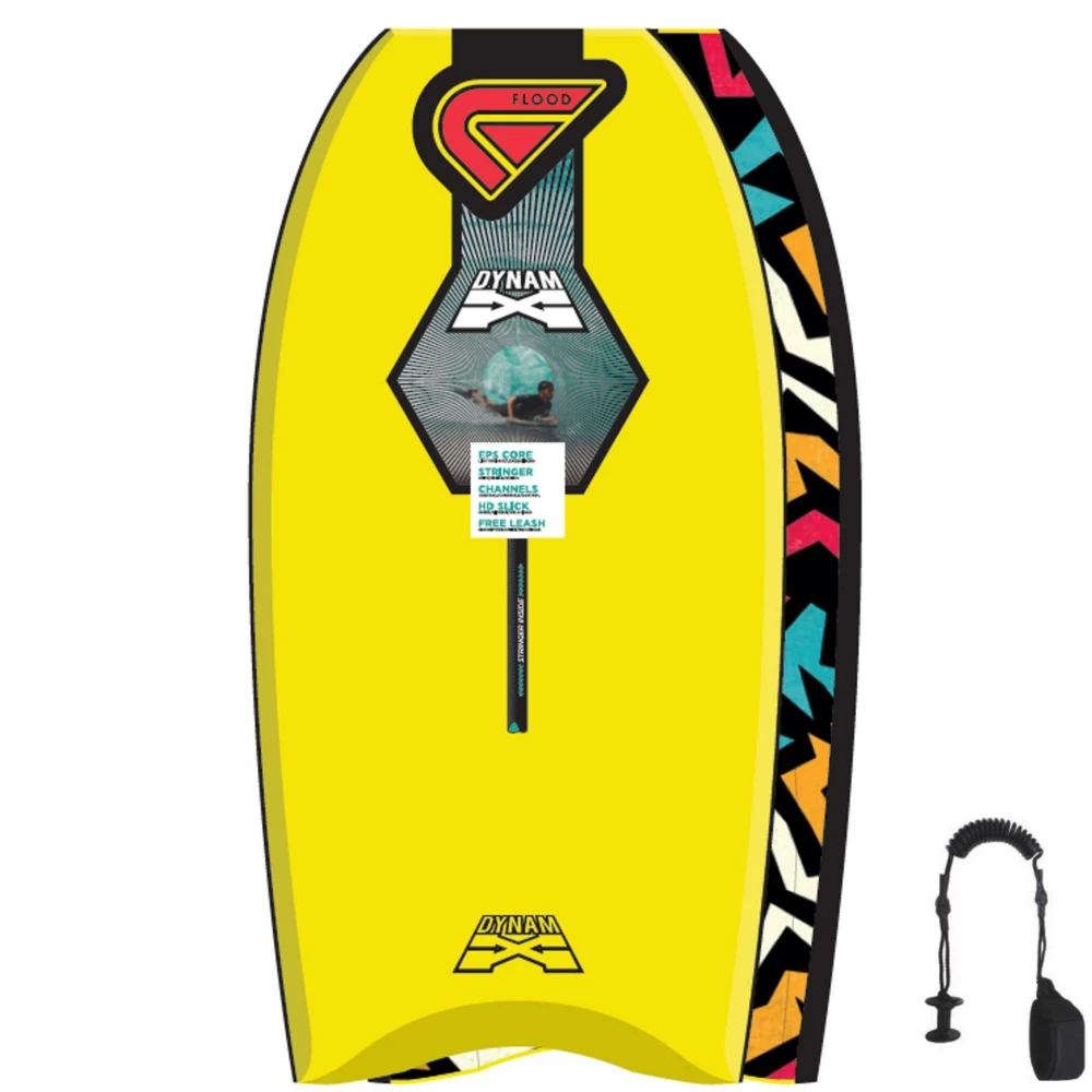 FLOOD Bodyboard Dynamx Stringer 41 Gelb Tribal 1 FLOOD Bodyboard Dynamx Stringer 41 Gelb Tribal