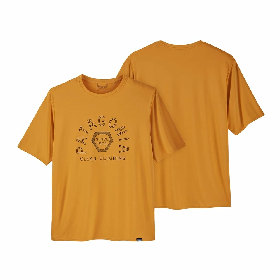 Patagonia M's Shortsleeve Outdoor Performance Shirt Clean Climb Hex Saffron X-Dye 1 Patagonia M's Shortsleeve Outdoor Performance Shirt Clean Climb Hex Saffron X-Dye