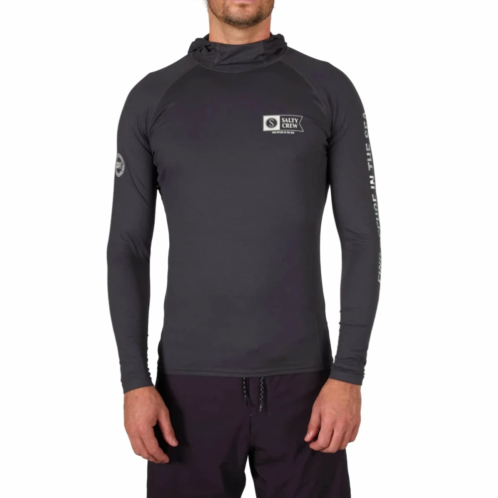 Salty Crew Thrill Seekers Hood Surf Shirt Black 1 Salty Crew Thrill Seekers Hood Surf Shirt Black